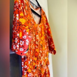 Latched Mama Classic Cotton Nursing Dress - Large / Tangerine Blooms